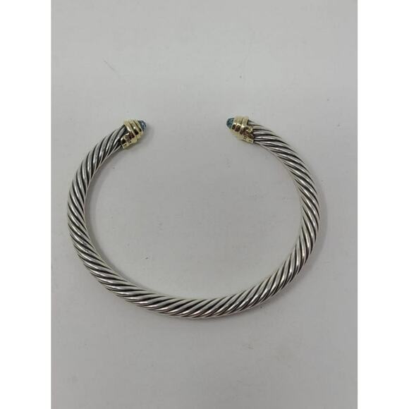 David Yurman Sterling Silver Topaz Cable Classic Cuff - Picture 3 of 10